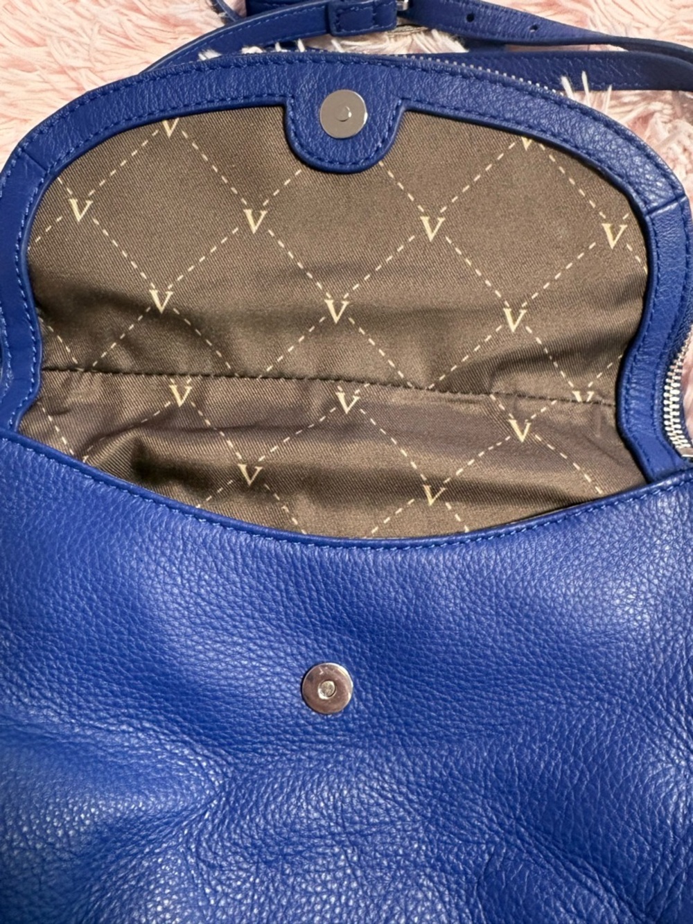 Vince Camuto Cobalt Blue Pebbled Leather Crossbody - Picture 6 of 14